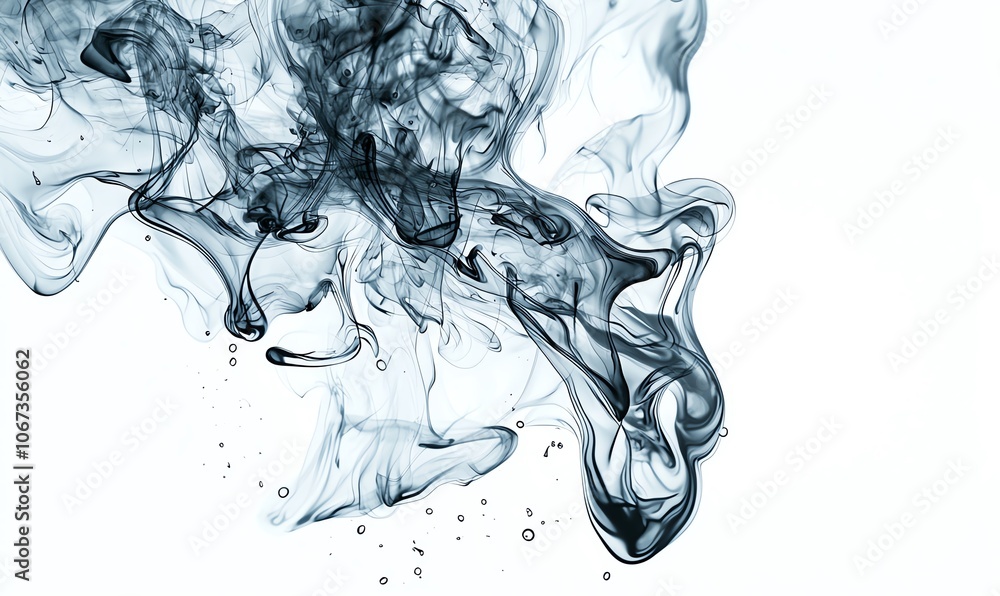 Poster abstract swirling smoke on a white background, creating an elegant and artistic visual effect. perfe