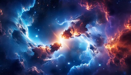 Fototapeta premium An imagine of a close-up view of a nebula actively forming new stars