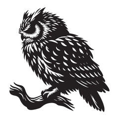 Owl silhouette vector on white background