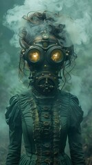 Steampunk Woman in a Gas Mask: A Mystical Fantasy Portrait