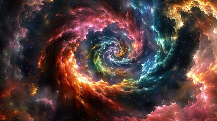 Cosmic Swirls in Radiant Colors of Deep Space