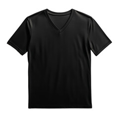Black v-neck t-shirt, fashion apparel on white isolated background, Transparent background.