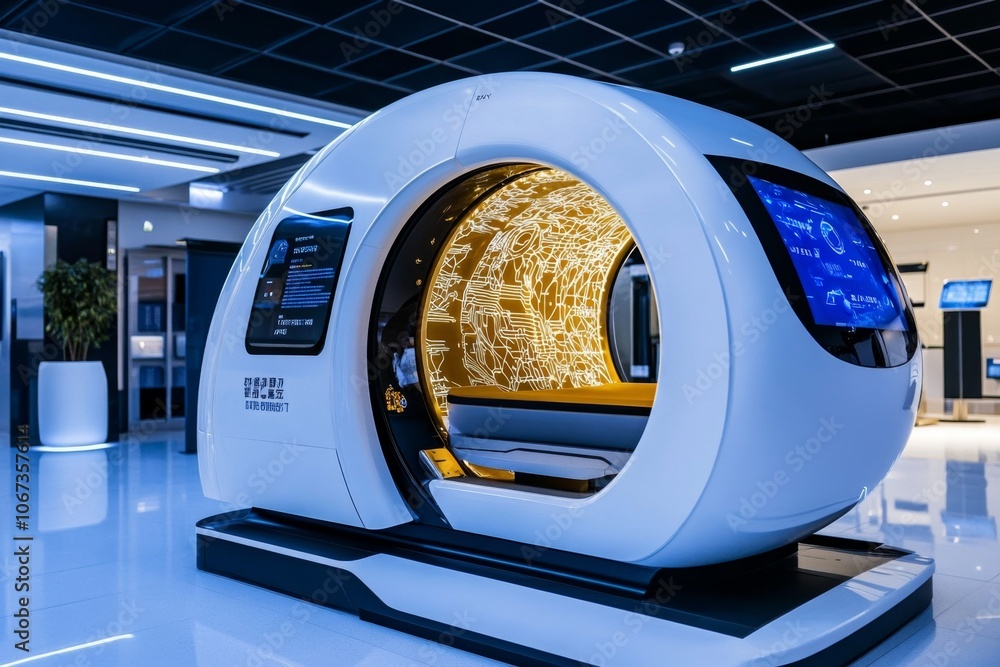 Poster A high-tech workspace with AI-driven assistants, virtual screens, and advanced communication systems for futuristic business operations
