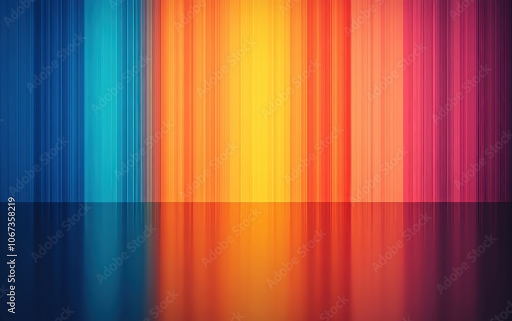 Poster colorful abstract background with vertical lines and reflections.