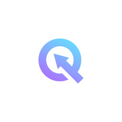 Letter Q Arrow Logo Design With Modern Color