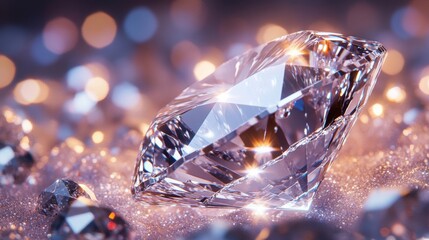 Fototapeta premium Pulsing Quantum Diamond Chaos, an intricate view inside a vibrant, dynamic realm of quantum particles illuminated by radiant lights