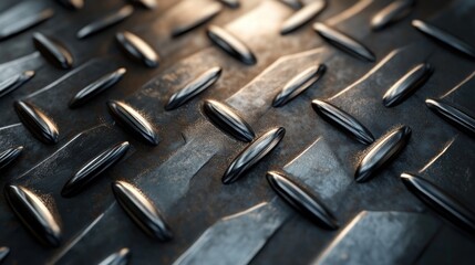 Close-Up of a Metal Sheet with Diamond Pattern