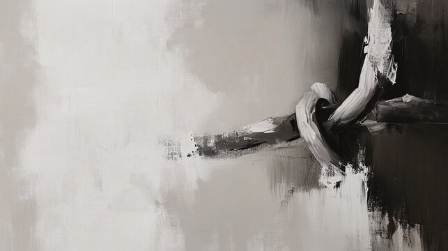 Abstract Knot: A Monochrome Textured Painting of Intricacy and Depth