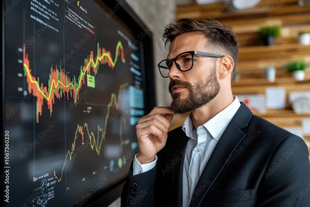 Poster A production manager analyzing demand forecasts on a large screen, adjusting output in real-time to meet current market needs