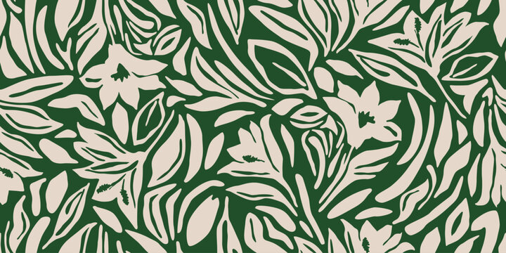 Exotic hand drawn flowers, seamless patterns with floral for fabric, textiles, clothing, wrapping paper, cover, banner, home decor, abstract backgrounds. Vector illustration.