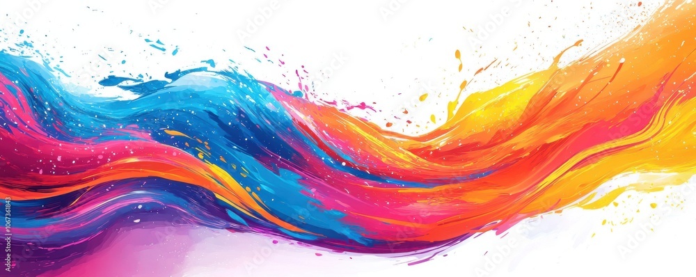 Poster dynamic swirl of vibrant colors in abstract wave pattern