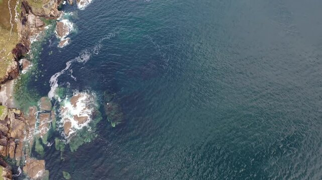 Aerial view of the rocky coastline at Crohy south of Dungloe, County Donegal - Ireland