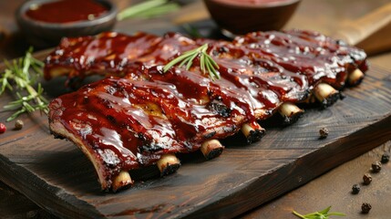 BBQ ribs glazed with smoky barbecue sauce