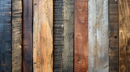 Close-up of vintage wood planks with aged textures and visible grains, perfect for rustic craft projects