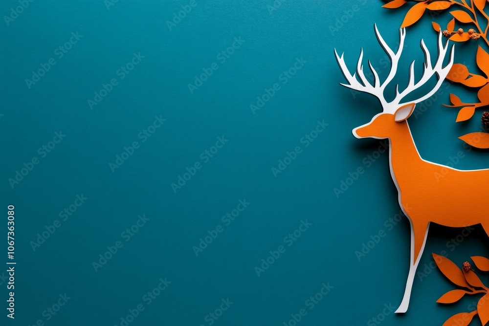 Aufkleber a simple line drawing of a reindeer in profile with elegant, curved antlers on a clean background