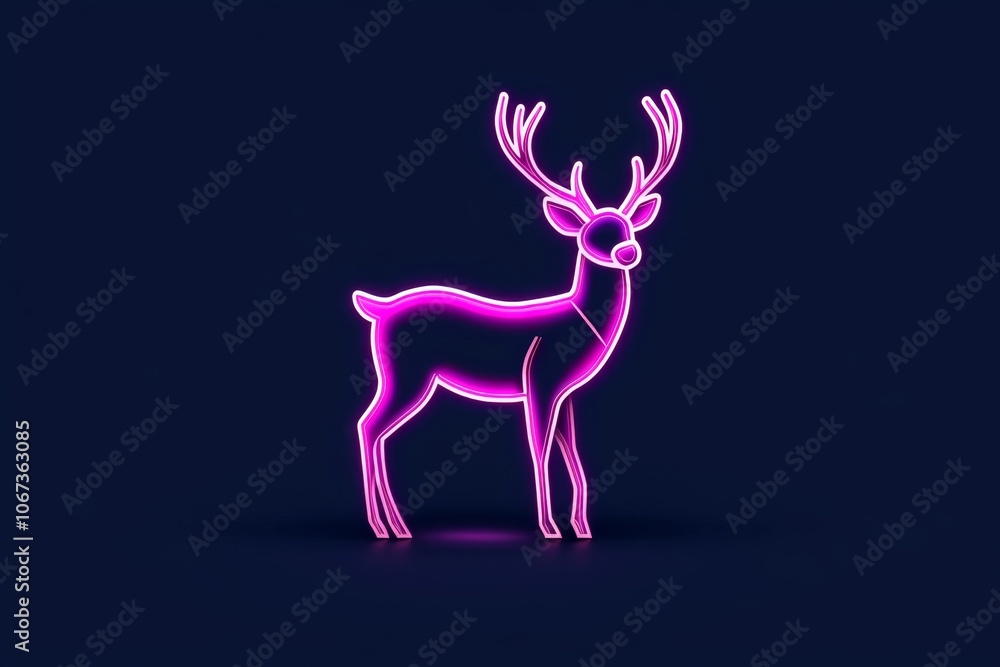 Aufkleber a simple line drawing of a reindeer in profile with elegant, curved antlers on a clean background
