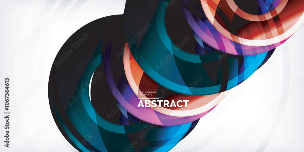 Poster bright colorful circles with light effects. abstract background
