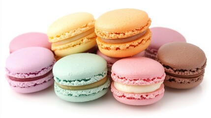 colorful macaroons isolated on white