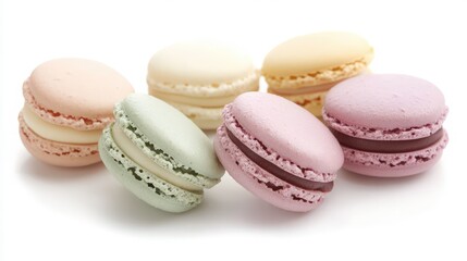 colorful macaroons isolated on white