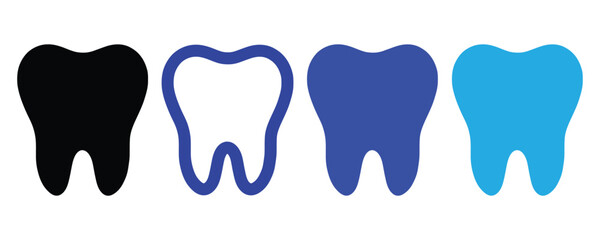 Dental icon vector set, blue dental icon vector set isolated on white background.