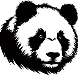 Silhouette of a Panda Head vector art illustration with a white background