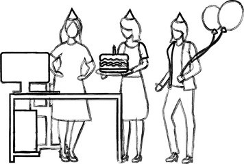  Office Birthday Celebration Illustration