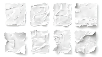 Obraz premium White torn paper texture collection set on white background