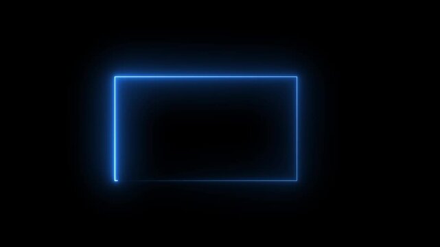 Neon glowing seamless loop animation rectangle frame. Square rectangle picture frame.