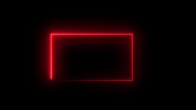 Neon glowing seamless loop animation rectangle frame. Square rectangle picture frame.