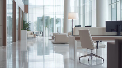 Luxurious Open Space Office Interior with Modern Furniture