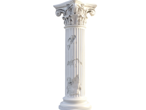 a white pillar with a square base