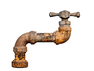 a rusty pipe with a valve