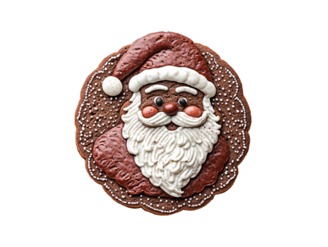 a chocolate cookie with a white beard and mustache
