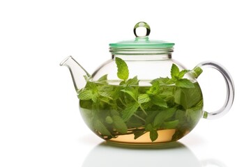 Teapot plant herbs mint.