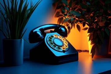 Old-fashioned illustration of a hotel room with a ringing phone wake-up call, styled with nostalgic colors