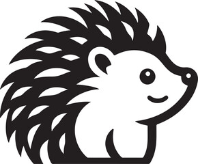 Hedgehog - black and white vector image