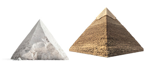 Great Pyramid of Giza with Smaller Pyramids on a Transparent Background