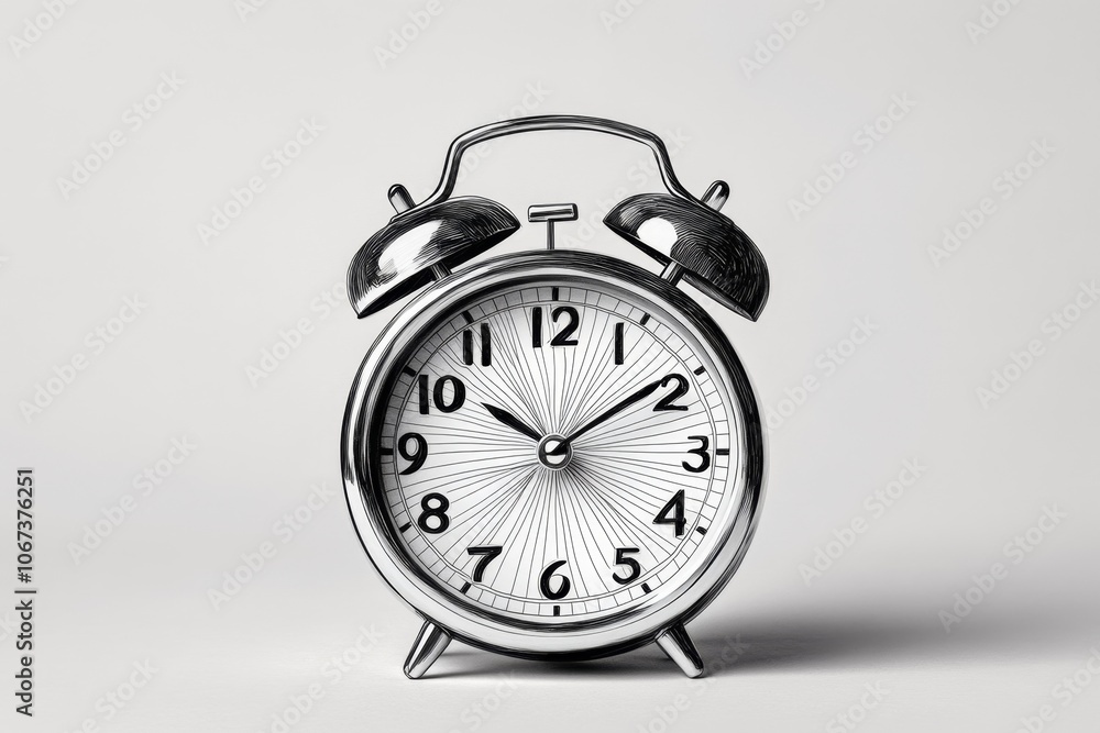 Aufkleber Simple line drawing of an alarm clock with ringing lines, representing the alertness of a wake-up call