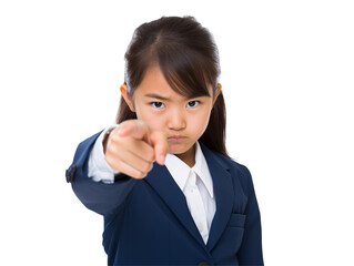 a girl pointing at the camera