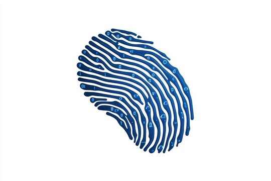 Simple outline of a fingerprint with data streams, representing the uniqueness and detail of cyber intelligence