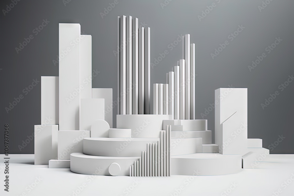 Poster 3d pedestal for a product display. podium scene shot with geometric platform