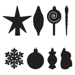 Christmas Ornaments set silhouette vector illustration