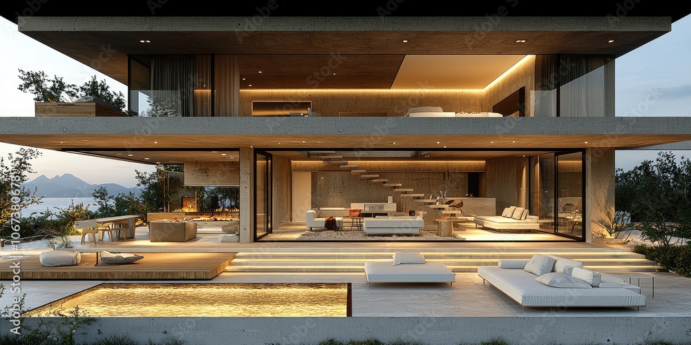 Poster a smart thermostat in a stylish modern home that learns the homeowners habits and adjusts the temper
