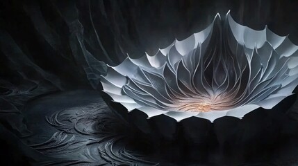 Obraz premium Ethereal Bloom: A Fantasy Flower in a Dark Cave