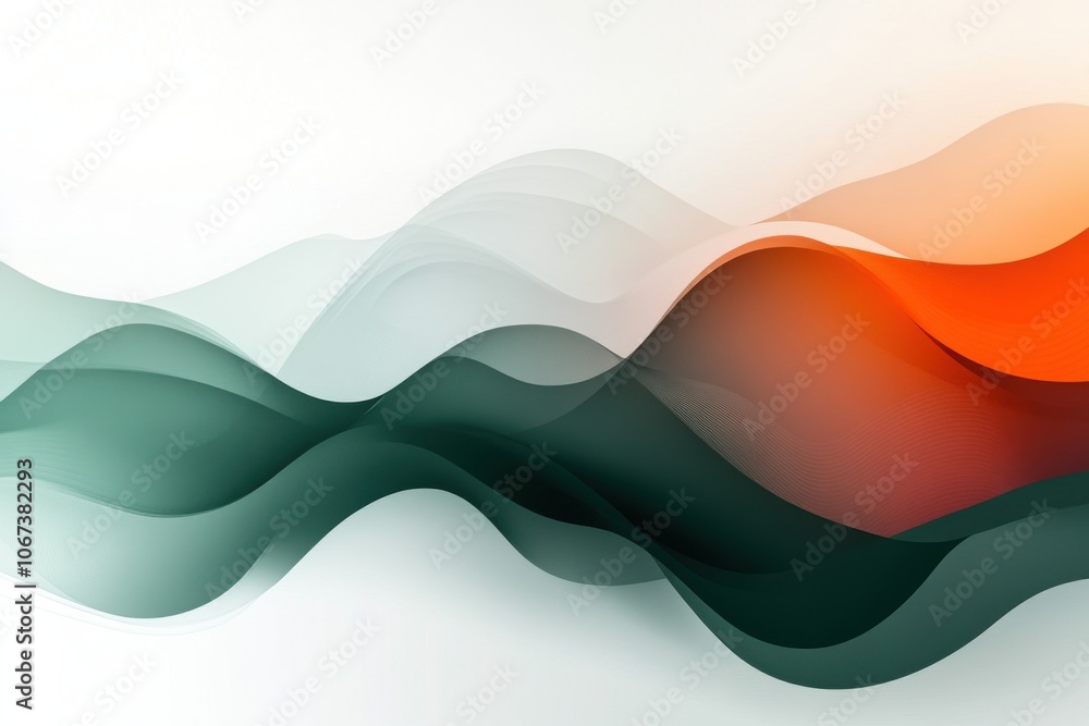 Poster minimalistic illustration with abstract flowing waves and gradients