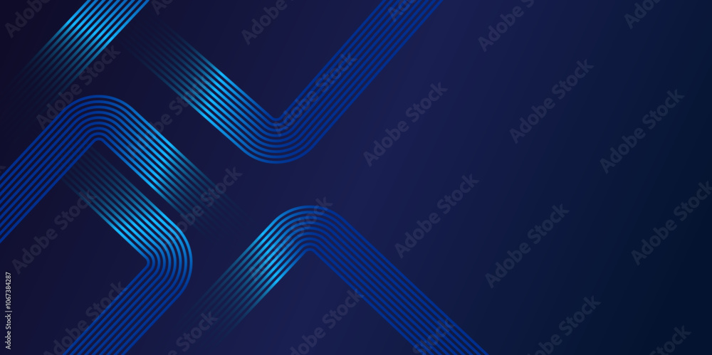 Poster Futuristic abstract background. Modern shiny blue geometric lines pattern. dark blue gradient line triangle background for presentation banner, cover, web poster with dynamic vector illustration.	