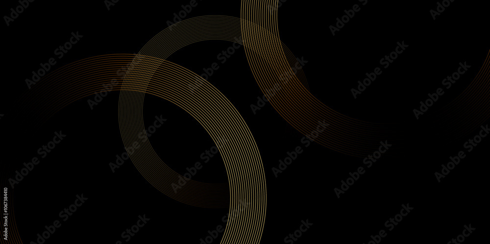 Poster abstract dark golden gradient geometric circle background design. modern shiny blue diagonal rounded