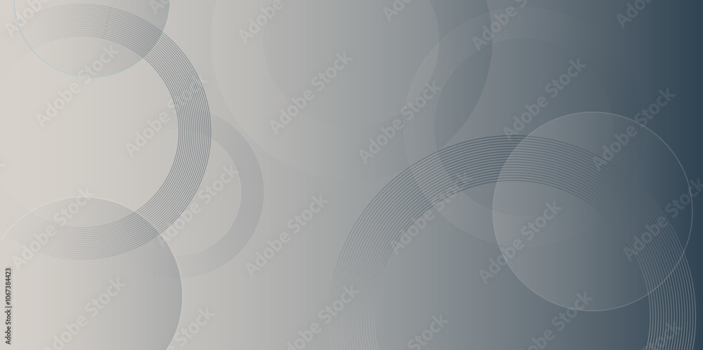 Poster Minimal geometric white and blue circle background with golden line. modern transparency circle presentation background. Light circles template design. Object web design. Minimal poster simple Vector.