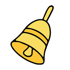 Cute vector bell. Yellow bell. Cartoon design element