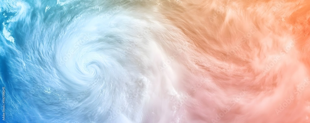 Poster satellite imagery of temperature gradient tracking cyclone paths - visualizing surface temperature s